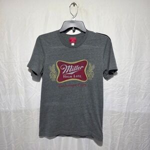 Miller High Life Beer Graphic T-Shirt Gray Short Sleeve Small Champagne of Beers
